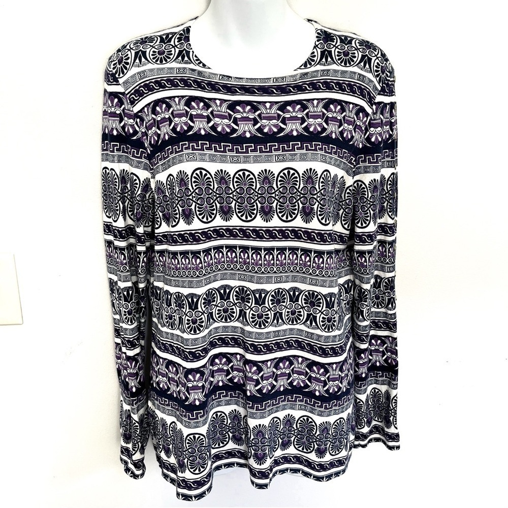 J McLaughlin Womens Patterned Sweater Size L Soft Long Sleeve Button Detail